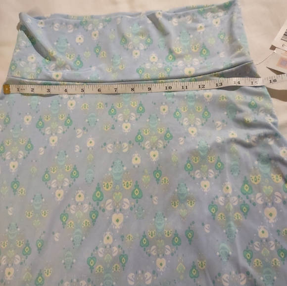 LuLaRoe Azure Skirt (or top) Large - White, Yellow, Mint & White on Baby Blue - Picture 8 of 8